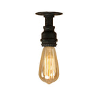 Lampada da Soffitto Flush Mount in Vetro e Ferro Stile Vintage Steampunk con 1 Luce