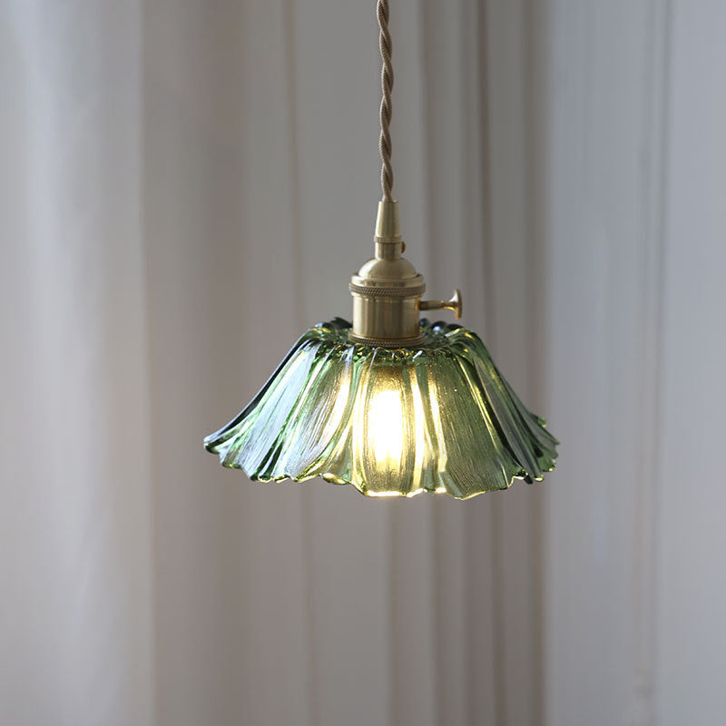 Lampada a Sospensione in Vetro di Rame con Girasole in Stile Art Deco Moderna per Soggiorno