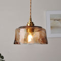 Lampadario Pendente Tradizionale Vintage in Vetro Ambra Rotondo con Ottone per Soggiorno