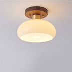Lampada da soffitto semi-incassata rotonda in ottone vintage creativo con noce e 1 luce