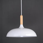 Lampada a sospensione a cupola in metallo e legno minimalista moderna con 1 luce per sala da pranzo e soggiorno