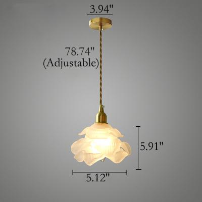 Lampada a sospensione LED 1 luce in vetro petalo vintage francese