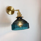 Lampada da Parete con Ombrello in Vetro a Cupola Nordica in Ottone con 1 Luce