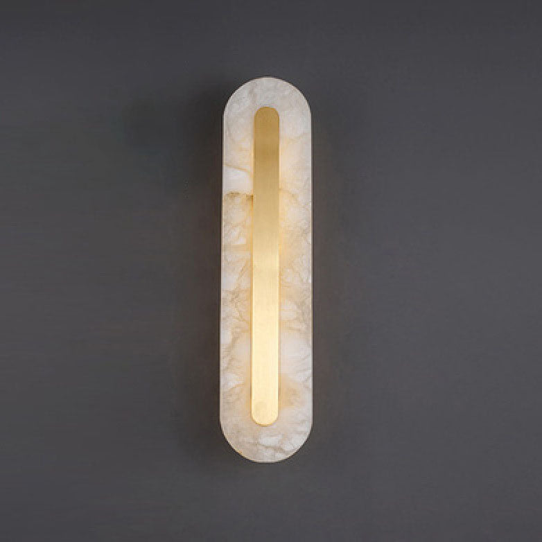Applique da Parete LED in Ottone e Marmo di Lusso Leggero a Forma Ovale e Quadrata