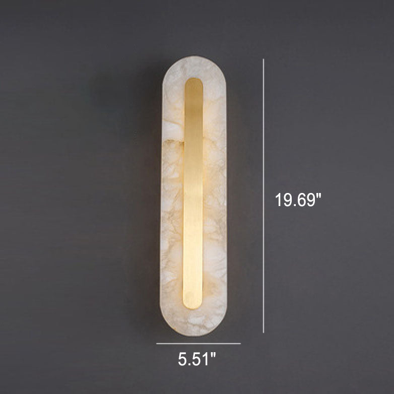 Applique da Parete LED in Ottone e Marmo di Lusso Leggero a Forma Ovale e Quadrata