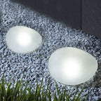 Luce da Giardino LED Esterno in Vetro Sabbbiato ABS a Forma di Ciottolo Solare