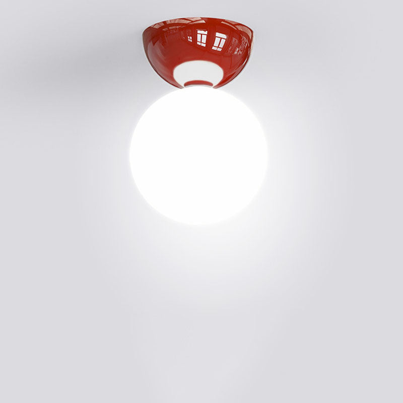Lampada da soffitto semi-incassata con paralume sferico in vetro, in stile scandinavo contemporaneo, 1 luce, per corridoio