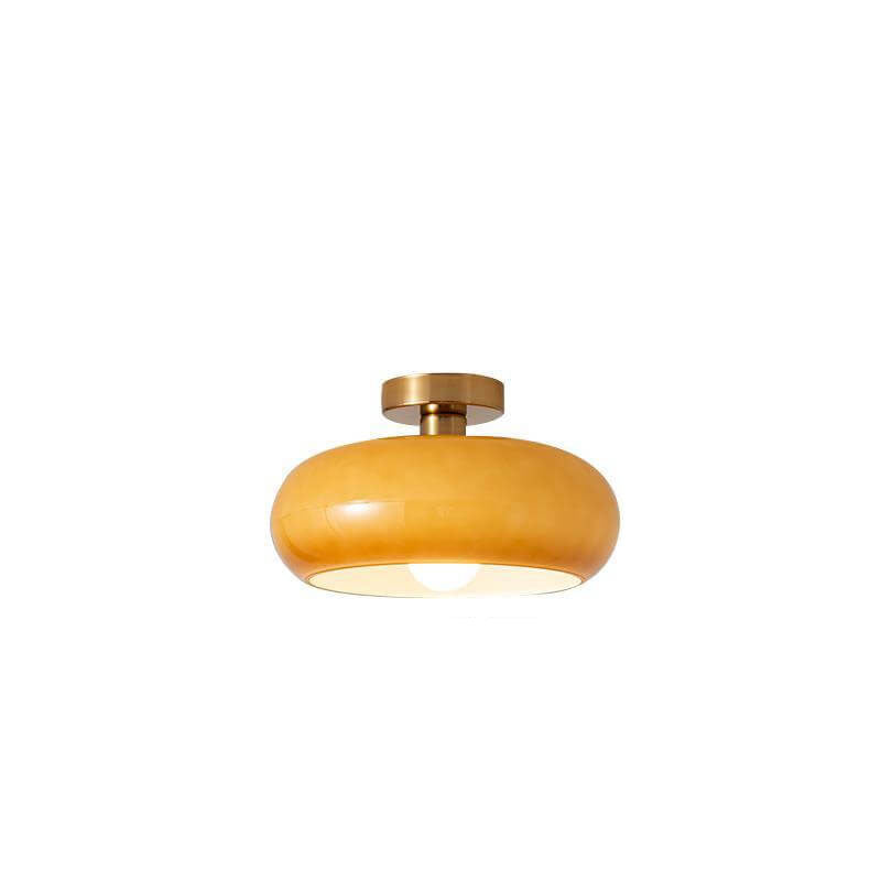 Lampada a Sospensione Moderno Retro Rotonda in Vetro Colorato con Rame Elettroplaccato 1 Luce