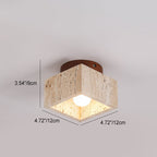 Colonna in Travertino Giallo Wabi-Sabi Giapponese Legno 1-Luce Semi-Flush Mount Lampada da Soffitto