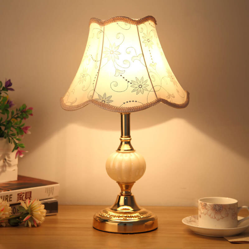 Lampada da Tavolo in Vetro Vintage Florale Nordico con 1 Luce