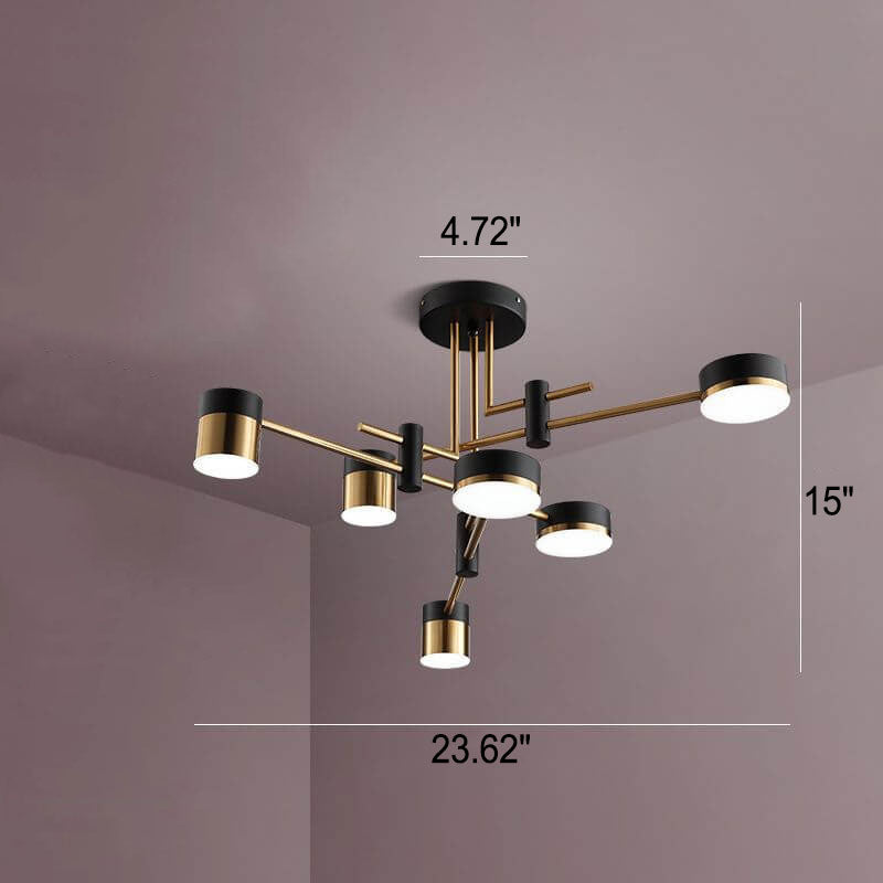 Moderno Minimalista Nero Oro Bilanciato 4-8 Luci Semi-Flussante
