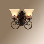 Applique a muro in vetro rotondo vintage tradizionale in ferro 1/2 luce per camera da letto