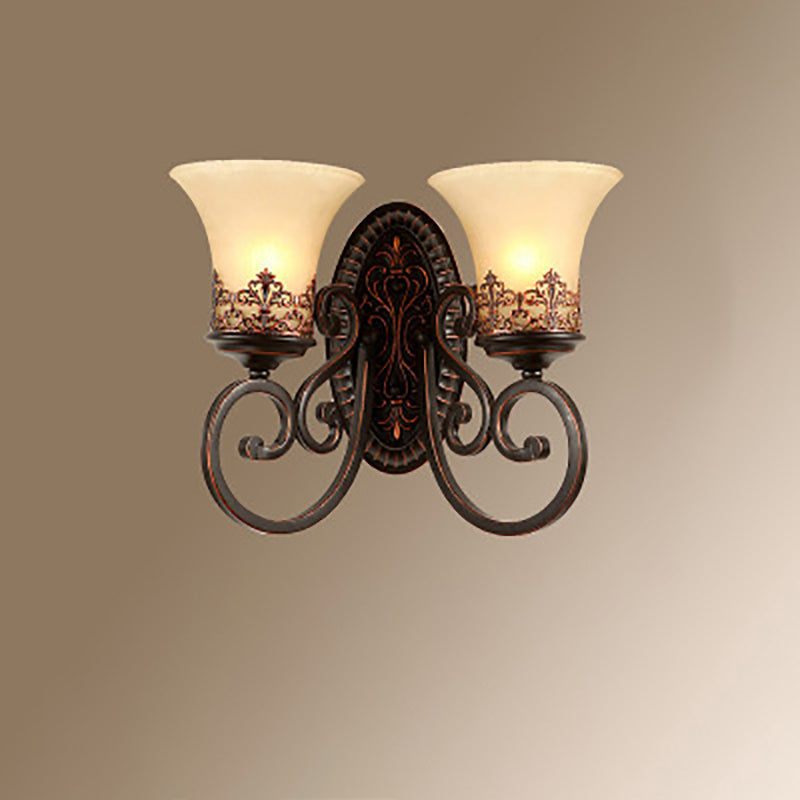 Applique a muro in vetro rotondo vintage tradizionale in ferro 1/2 luce per camera da letto