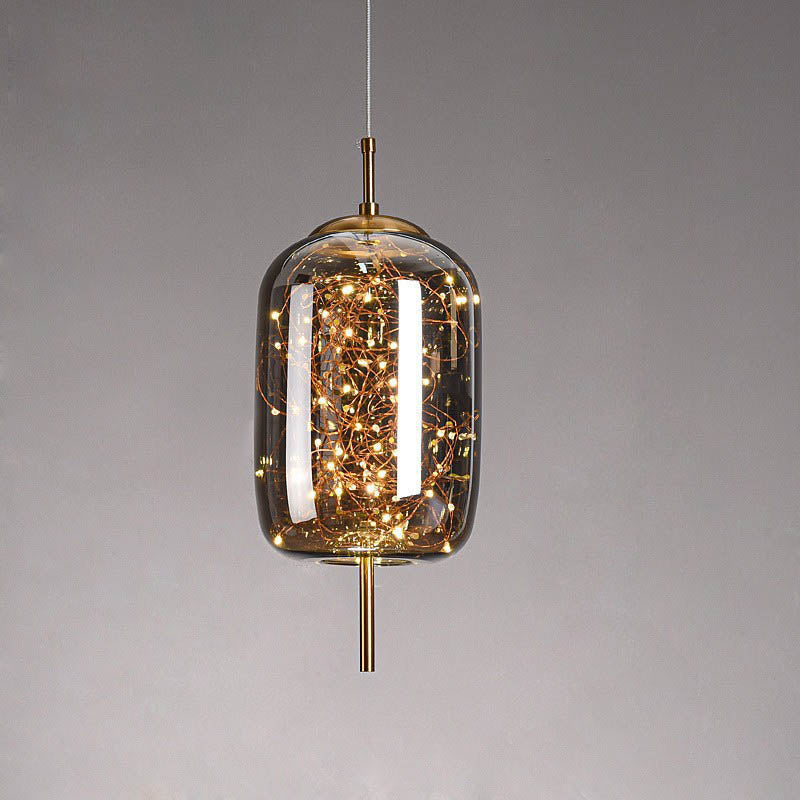 Lampadario Pendente Contemporaneo Scandinavo in Vetro Ovale a Cilindro per Camera da Letto