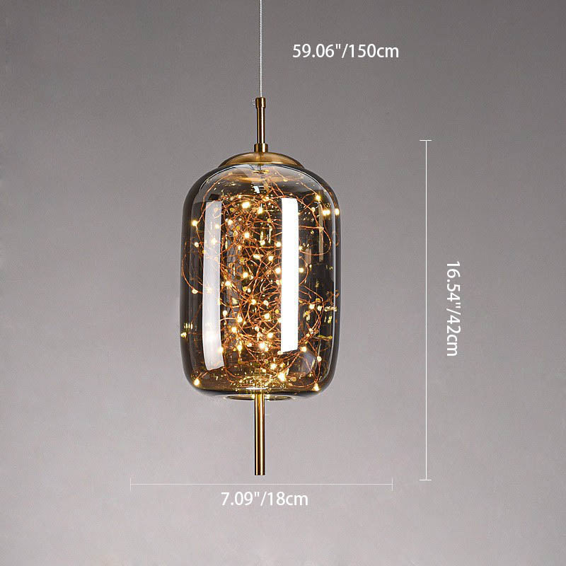 Lampadario Pendente Contemporaneo Scandinavo in Vetro Ovale a Cilindro per Camera da Letto