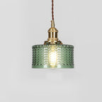 Lampada a Sospensione Tradizionale Giapponese in Ottone con Vetro, 1 Luce per Soggiorno