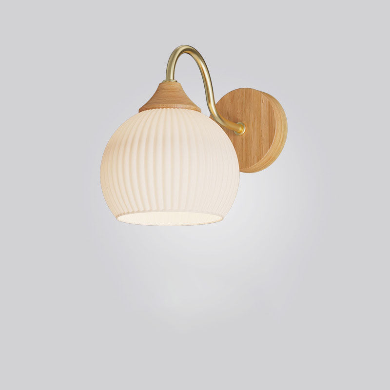 Applique da Parete Rotonda in Vetro e Ferro Striato Nordic Contemporaneo con 1 Luce per Soggiorno e Camera da Letto