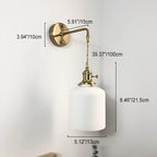 Applique da Parete Lampada in Ottone Lucite Minimalista Retro Giapponese a Cilindro Ovale con 1 Luce