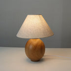 Lampada da Tavolo Vintage in Legno Massello e Tessuto 1 Luce Wabi-sabi Giapponese