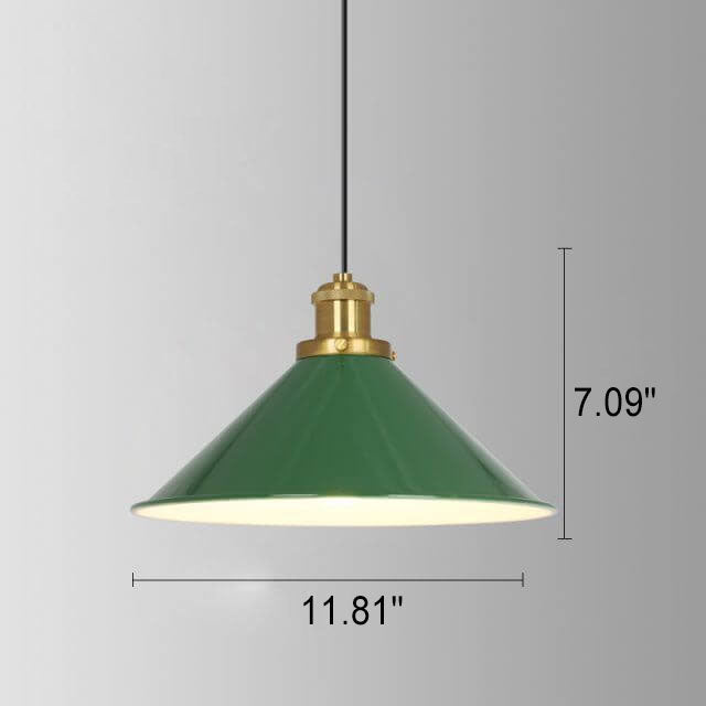 Lampada a sospensione industriale vintage in ferro verde a cono con 1 luce