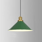 Lampada a sospensione industriale vintage in ferro verde a cono con 1 luce