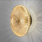 Applique da parete rotonda in vetro a strisce di ferro nordico contemporaneo con 1 luce per soggiorno