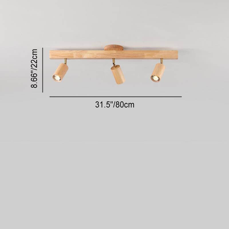 Moderna Illuminazione a Binario in Legno Massello e Metallo LED Semi-Incastro per Soggiorno