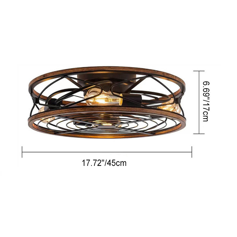 Moderno Nordic Industrial Lampada a Soffitto con Ventilatore Invisibile in Ferro Battuto a Cilindro con 4 Luci per Soggiorno