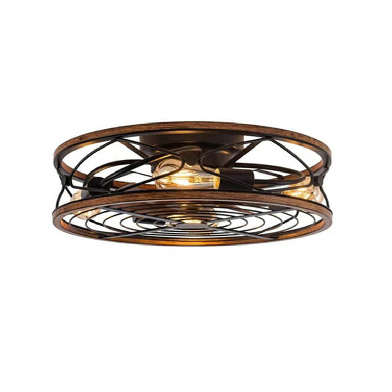 Moderno Nordic Industrial Lampada a Soffitto con Ventilatore Invisibile in Ferro Battuto a Cilindro con 4 Luci per Soggiorno