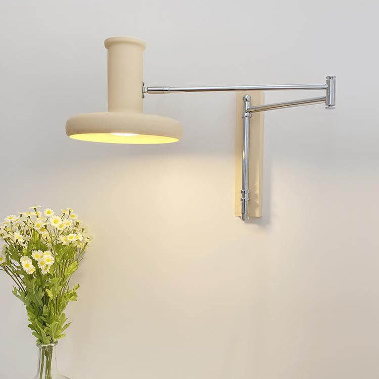 Applique da muro in stile nordico minimalista beige con braccio oscillante e 1 luce