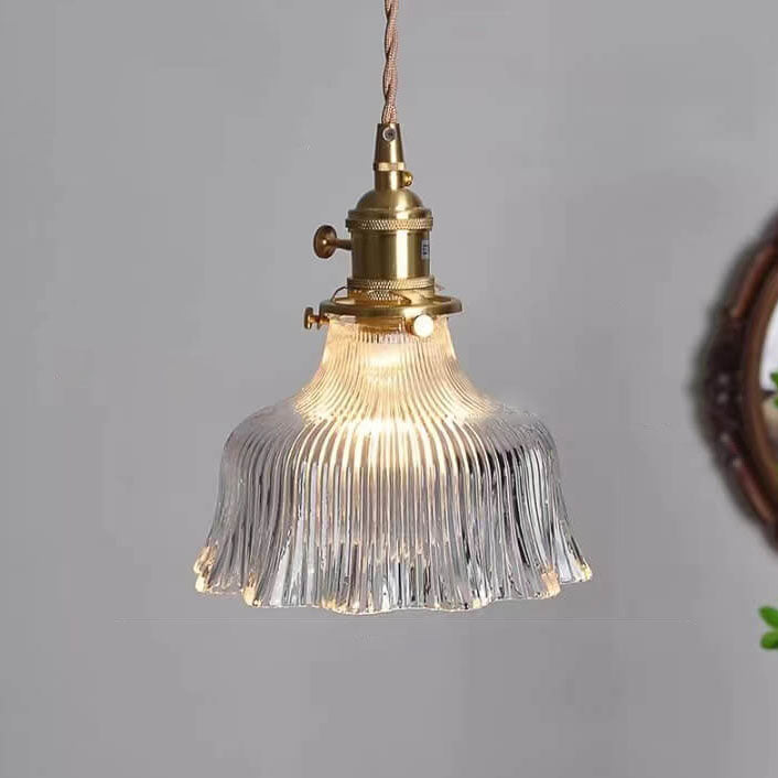 Lampada a Sospensione 1 Luce in Rame Noce Vetro Minimalista Moderna Nordica