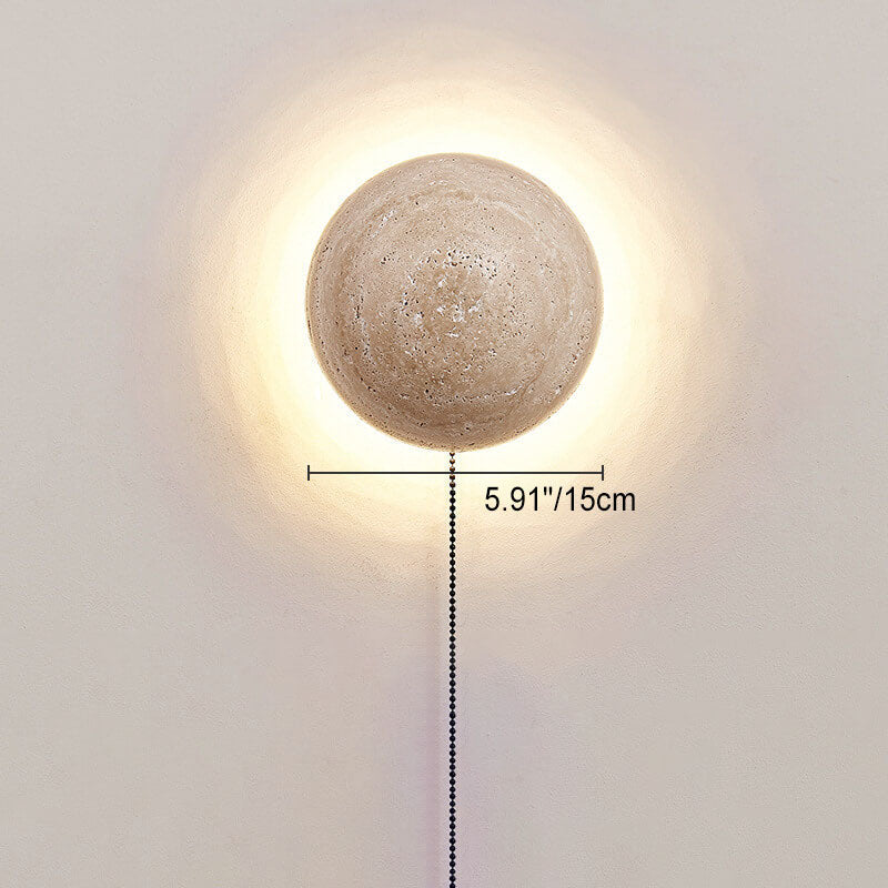 Lampada da parete LED Wabi-Sabi in travertino giallo rotondo tradizionale giapponese per corridoio