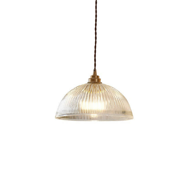 Coperchio in Vetro Trasparente Minimalista Moderno in Ottone con Lampada a Sospensione a 1 Luce