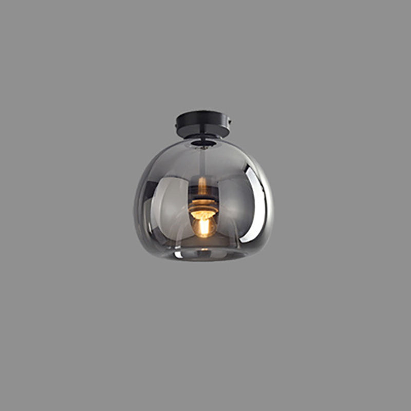 Lampada da soffitto semi-incassata in vetro e ferro a sfera, stile nordico contemporaneo, 1 luce per soggiorno