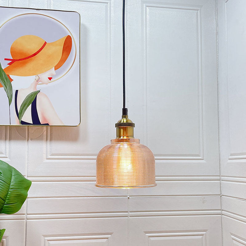 Lampada a Sospensione Vintage in Vetro Tessuto con Lattice a 1 Luce