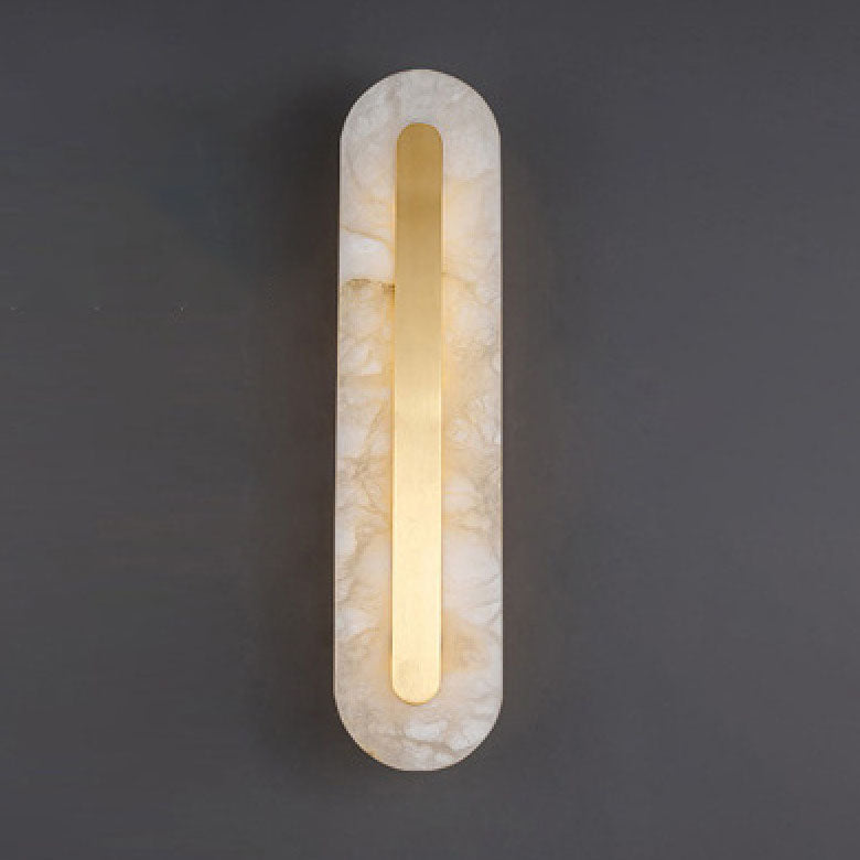 Applique da Parete LED in Ottone e Marmo di Lusso Leggero a Forma Ovale e Quadrata