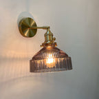 Lampada da Parete con Ombrello in Vetro a Cupola Nordica in Ottone con 1 Luce