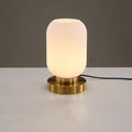 Lampada da Tavolo Ovale in Vetro Striato Nordico con Design a 1 Luce