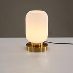Lampada da Tavolo Ovale in Vetro Striato Nordico con Design a 1 Luce