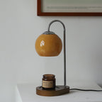 Lampada da Tavolo Moderna Semplice in Legno Massello Sferica a 1 Luce con Cera Fusa