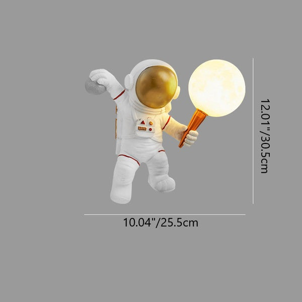 Lampada da parete a sconce con astronauta creativo contemporaneo in resina ABS 1 luce per camera da letto