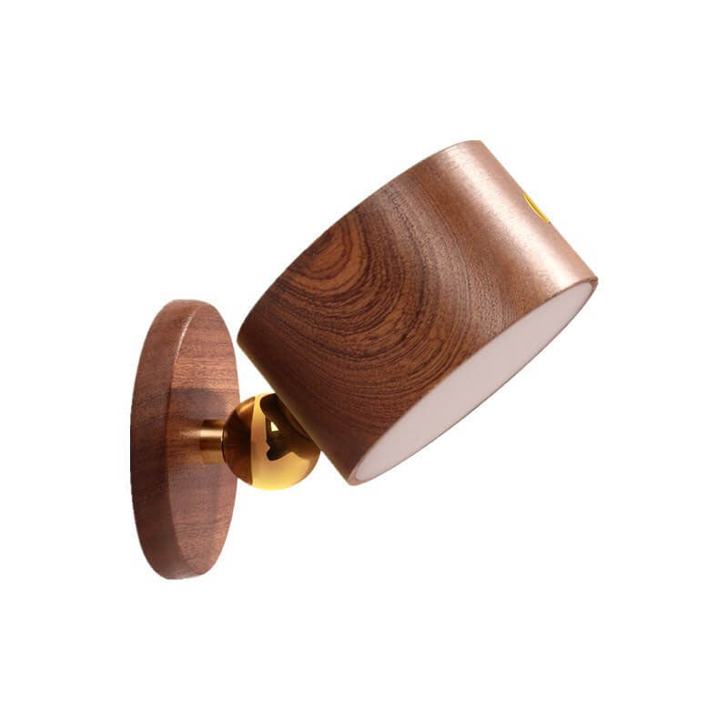Semplice Lampada da Parete a LED Notturna Ricaricabile USB con Touch Magnetico in Legno