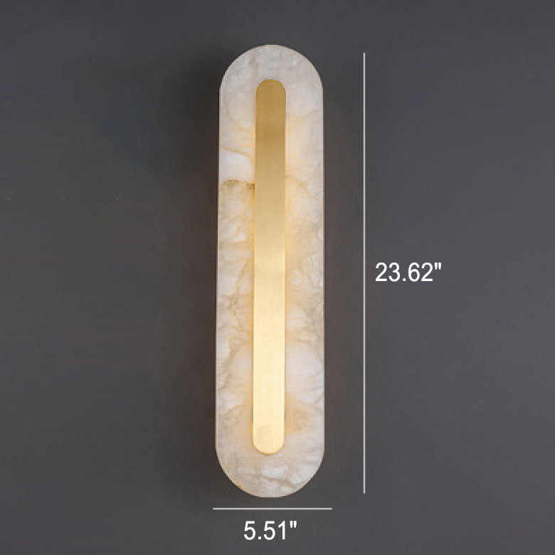 Applique da Parete LED in Ottone e Marmo di Lusso Leggero a Forma Ovale e Quadrata