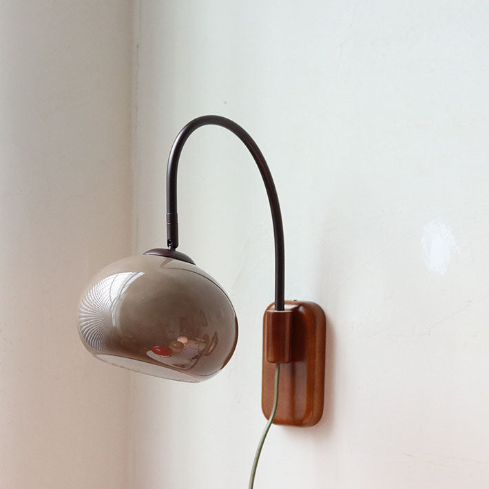 Applique da Parete in Vetro Minimalista Europeo in Legno Massello con 1 Luce