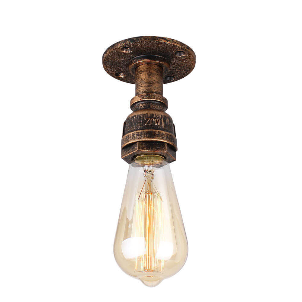 Lampada da Soffitto Flush Mount in Vetro e Ferro Stile Vintage Steampunk con 1 Luce