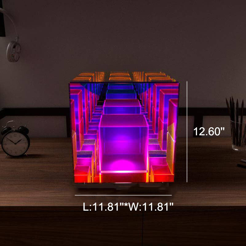 Lampada da Tavolo LED Rubik's Cube RGB in Acrilico Moderno