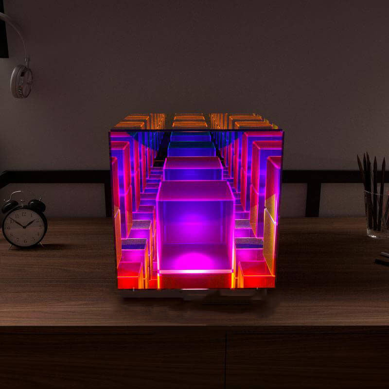 Lampada da Tavolo LED Rubik's Cube RGB in Acrilico Moderno