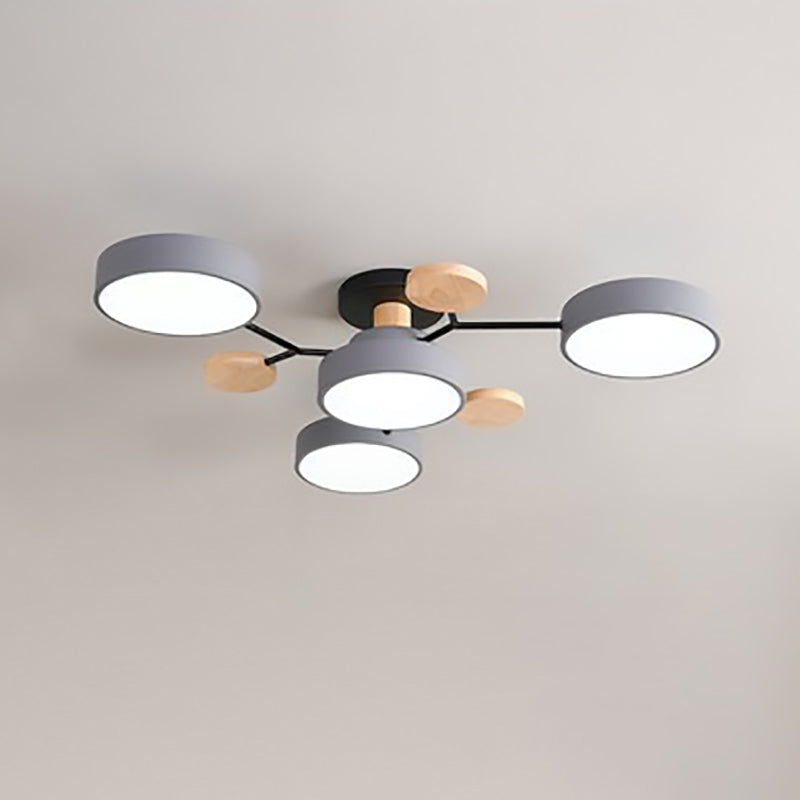 Lampada da soffitto LED semi-incassata con design a ramo di molecola rotonda scandinavo contemporaneo per il soggiorno