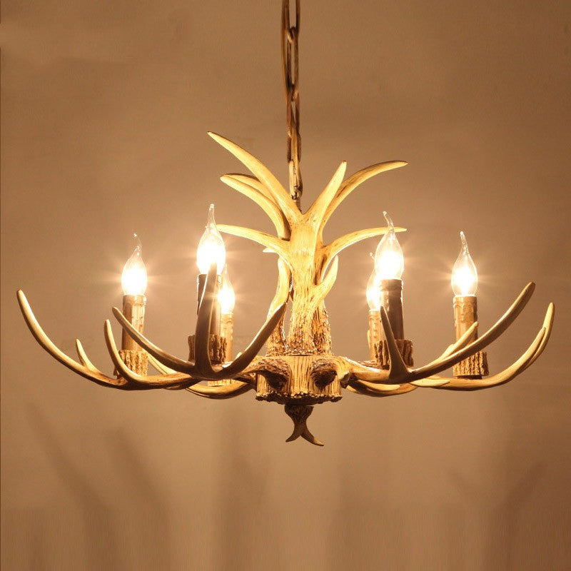 Lampadario in Resina con Corna di Cervo Retro Epoch per Soggiorno
