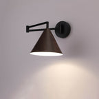 Applique da parete in ferro con braccio a sospensione a cono nordico contemporaneo in legno 1 luce per camera da letto